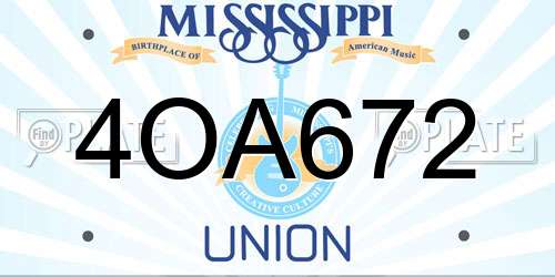 4OA672 Mississippi License Plate