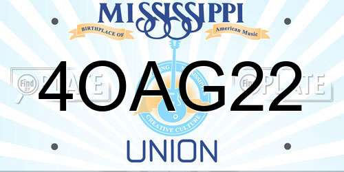 4OAG22 Mississippi License Plate