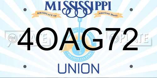 4OAG72 Mississippi License Plate