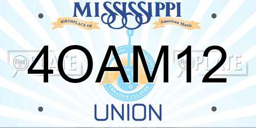 4OAM12 Mississippi License Plate