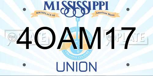 4OAM17 Mississippi License Plate