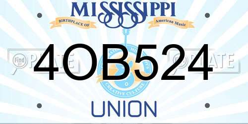 4OB524 Mississippi License Plate