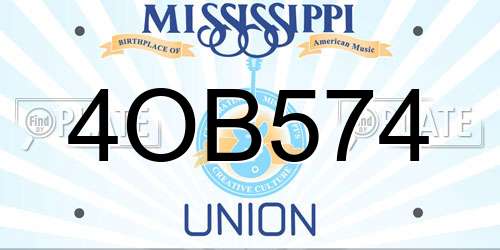 4OB574 Mississippi License Plate