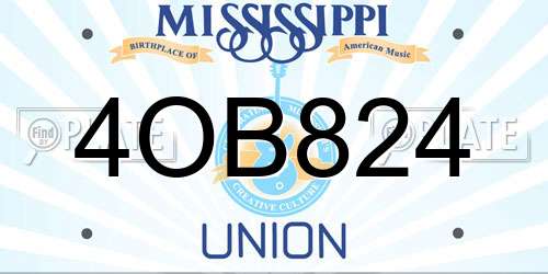 4OB824 Mississippi License Plate