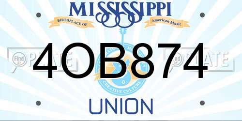4OB874 Mississippi License Plate
