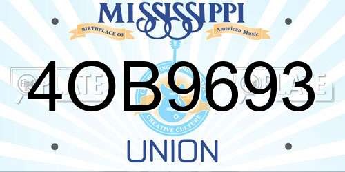 4OB9693 Mississippi License Plate