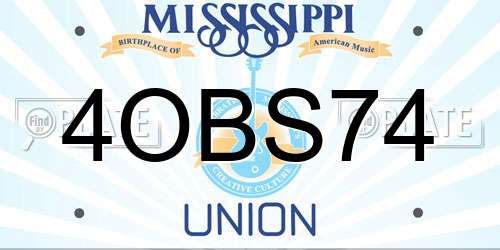 4OBS74 Mississippi License Plate