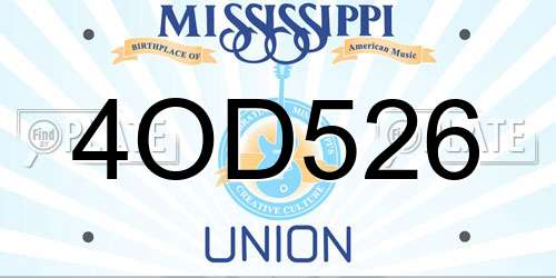 4OD526 Mississippi License Plate