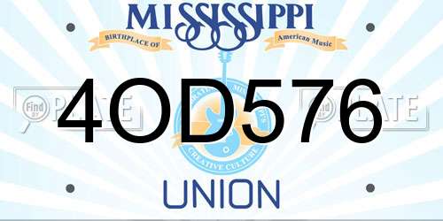4OD576 Mississippi License Plate