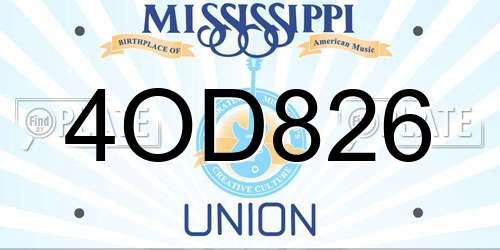 4OD826 Mississippi License Plate