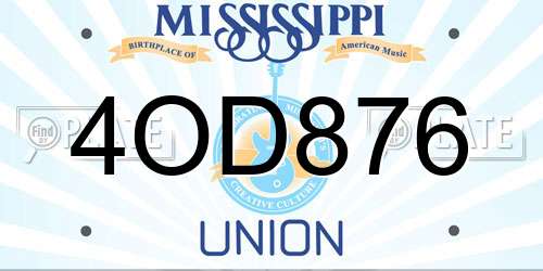4OD876 Mississippi License Plate
