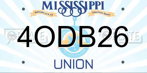 4ODB26 Mississippi License Plate