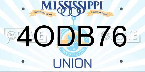 4ODB76 Mississippi License Plate