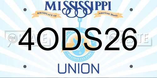 4ODS26 Mississippi License Plate