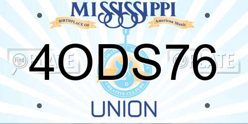 4ODS76 Mississippi License Plate