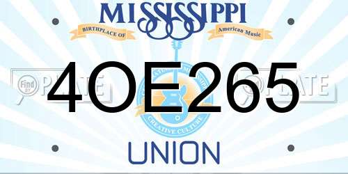 4OE265 Mississippi License Plate
