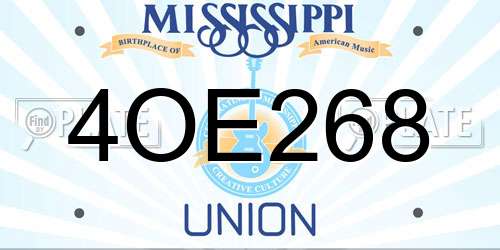 4OE268 Mississippi License Plate