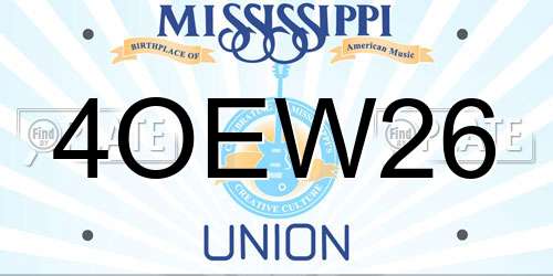4OEW26 Mississippi License Plate
