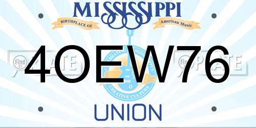 4OEW76 Mississippi License Plate