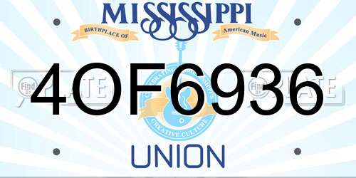 4OF6936 Mississippi License Plate