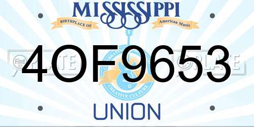 4OF9653 Mississippi License Plate