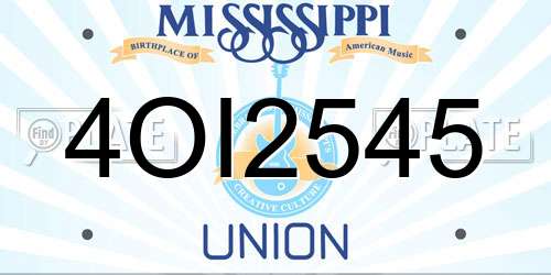4OI2545 Mississippi License Plate