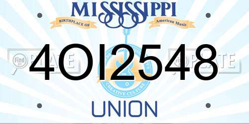 4OI2548 Mississippi License Plate
