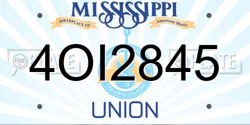 4OI2845 Mississippi License Plate