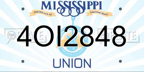 4OI2848 Mississippi License Plate
