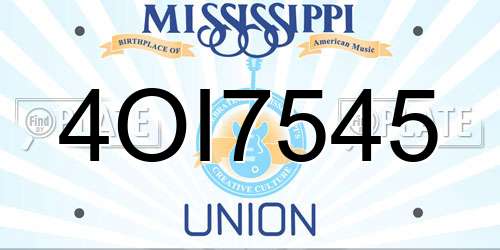 4OI7545 Mississippi License Plate