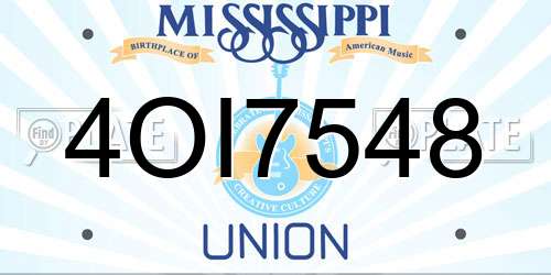 4OI7548 Mississippi License Plate