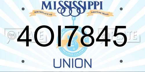 4OI7845 Mississippi License Plate