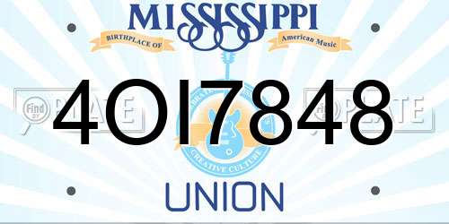 4OI7848 Mississippi License Plate