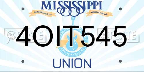 4OIT545 Mississippi License Plate