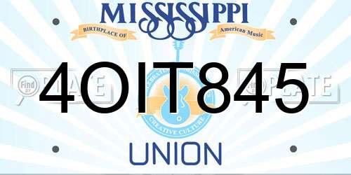 4OIT845 Mississippi License Plate