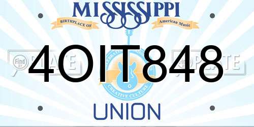 4OIT848 Mississippi License Plate