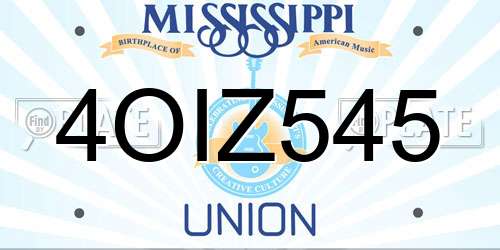 4OIZ545 Mississippi License Plate
