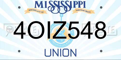 4OIZ548 Mississippi License Plate