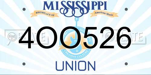 4OO526 Mississippi License Plate