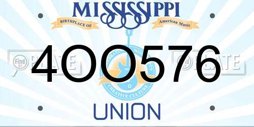 4OO576 Mississippi License Plate