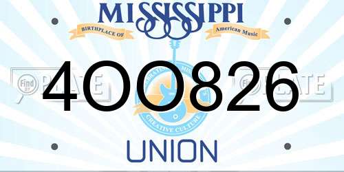 4OO826 Mississippi License Plate