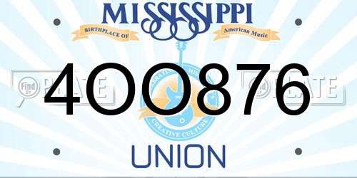 4OO876 Mississippi License Plate