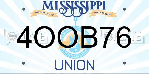 4OOB76 Mississippi License Plate
