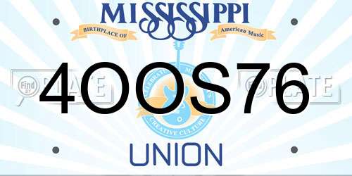 4OOS76 Mississippi License Plate