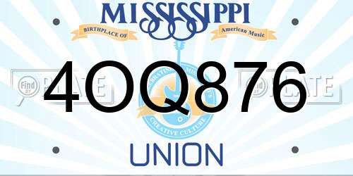 4OQ876 Mississippi License Plate