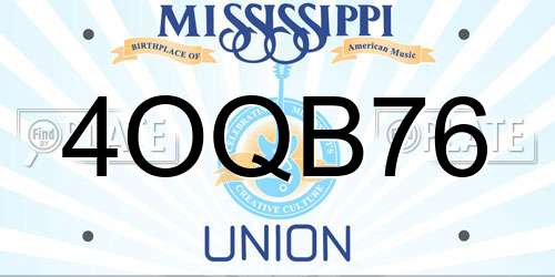 4OQB76 Mississippi License Plate