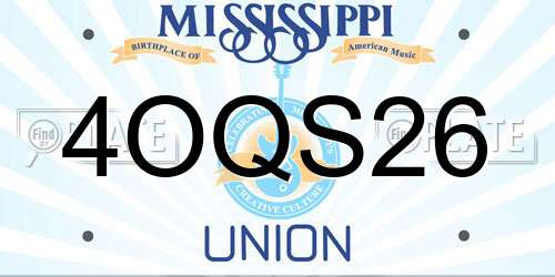 4OQS26 Mississippi License Plate