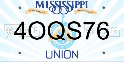 4OQS76 Mississippi License Plate
