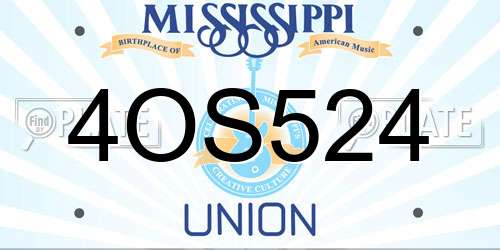 4OS524 Mississippi License Plate