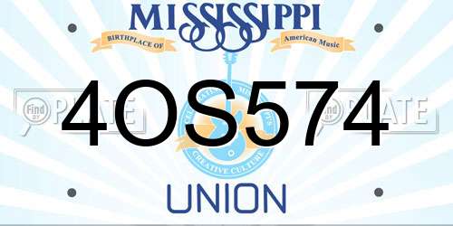 4OS574 Mississippi License Plate